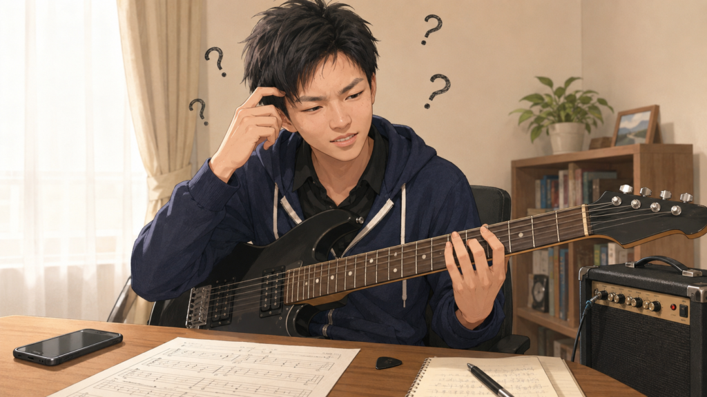 独学でギターを練習していた頃のイメージ